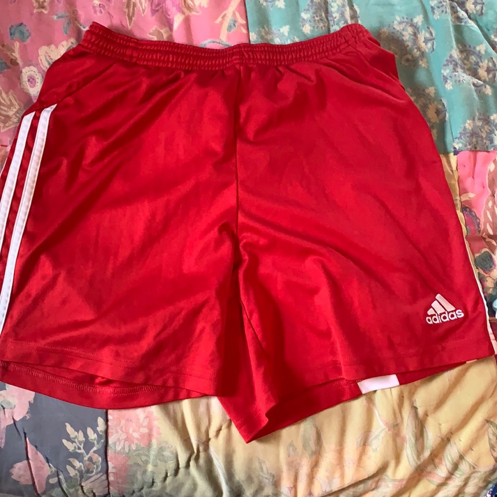 Red soccer shorts